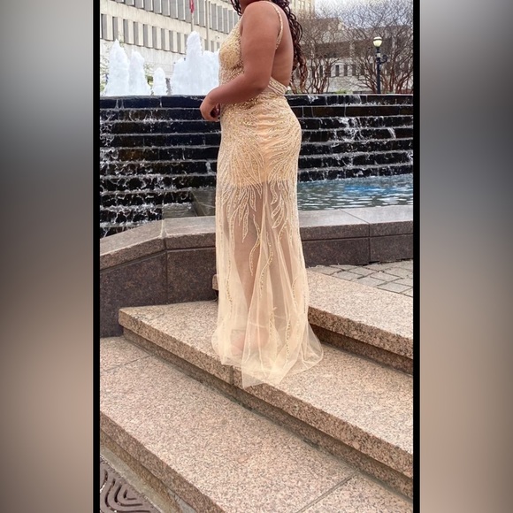 Gold sequin formal prom dress - Picture 3 of 3
